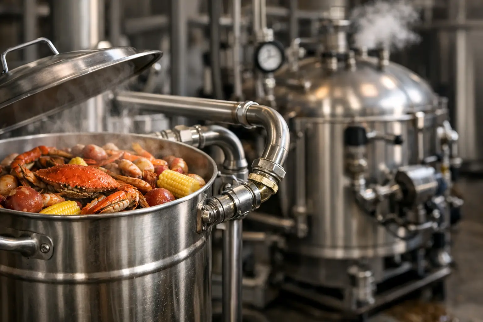 Piping Crab Steam Pots To A Steam Boiler